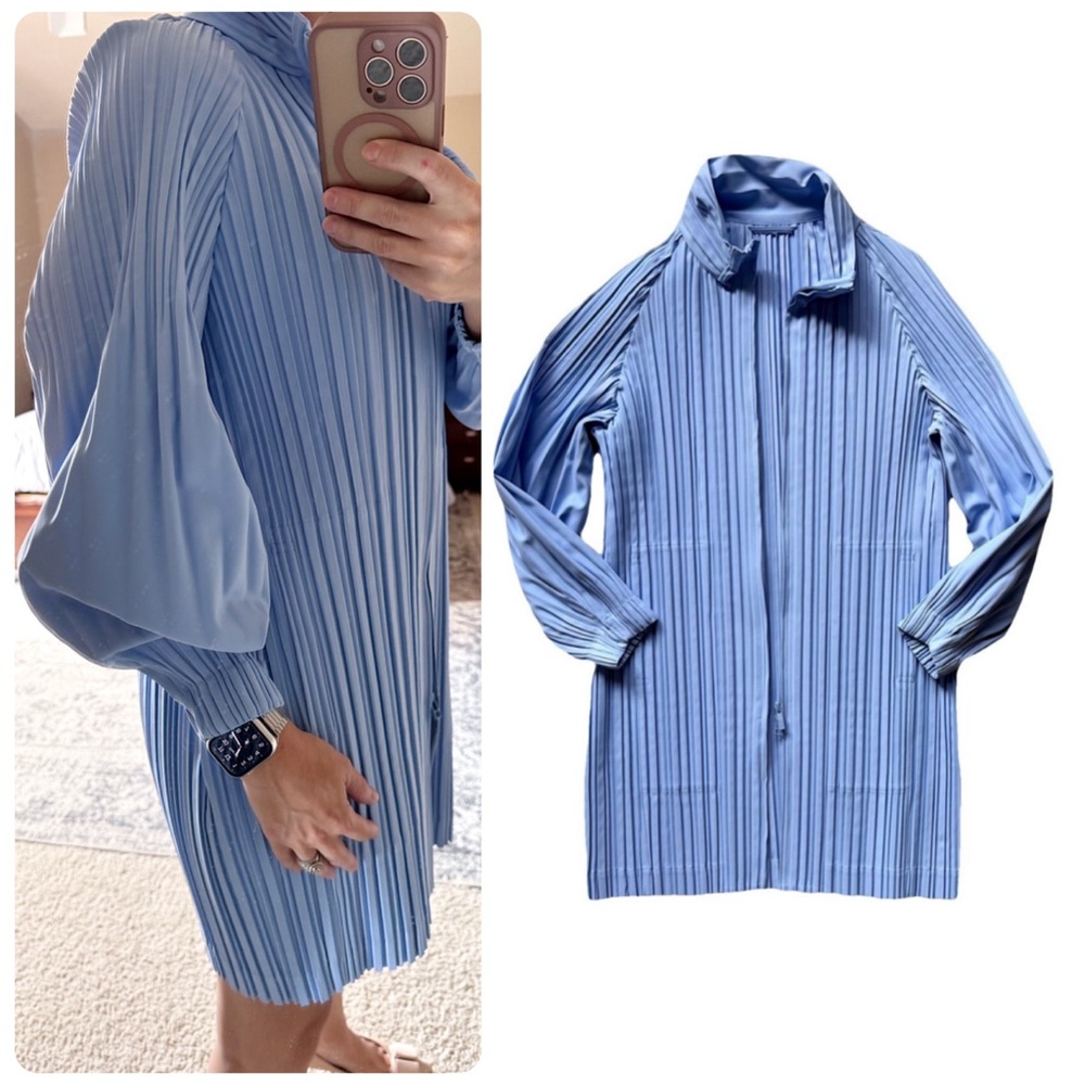 Pleats Please Issey Miyake monthly colors June puff sleeve pleated coat jacket